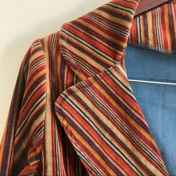 BEEBOP & WALLY Sz L  Velvet Striped Satin Bow Front Unlined Jacket - Picture 4 of 9